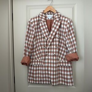 Nine West Brown and White Checkered Blazer